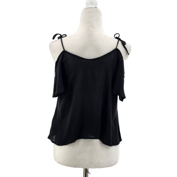 NWT PPLA Dylan Top Semi-Crop Black Tie Strap Blouse Top Womens Small - Picture 4 of 8